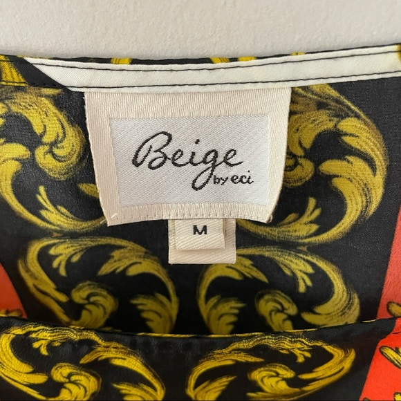 Beige by eci Printed Dolman Batwing Sleeve Blouse with Elastic Waist - Picture 3 of 6